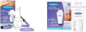 Lansinoh Silikon Göğüs Pompası & Süt Saklama Poşeti (50’li) Seti | Anne Sütü Yakalayıcı