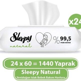 Sleepy Natural Yenidoğan Islak Bebek Havlusu 60'lı x 24 Adet - Aylık Fırsat Paketi