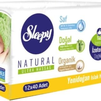 Sleepy Marka: Natural Yenidoğan Islak Havlu 12x40 Adet - Aylık Fırsat Paketi