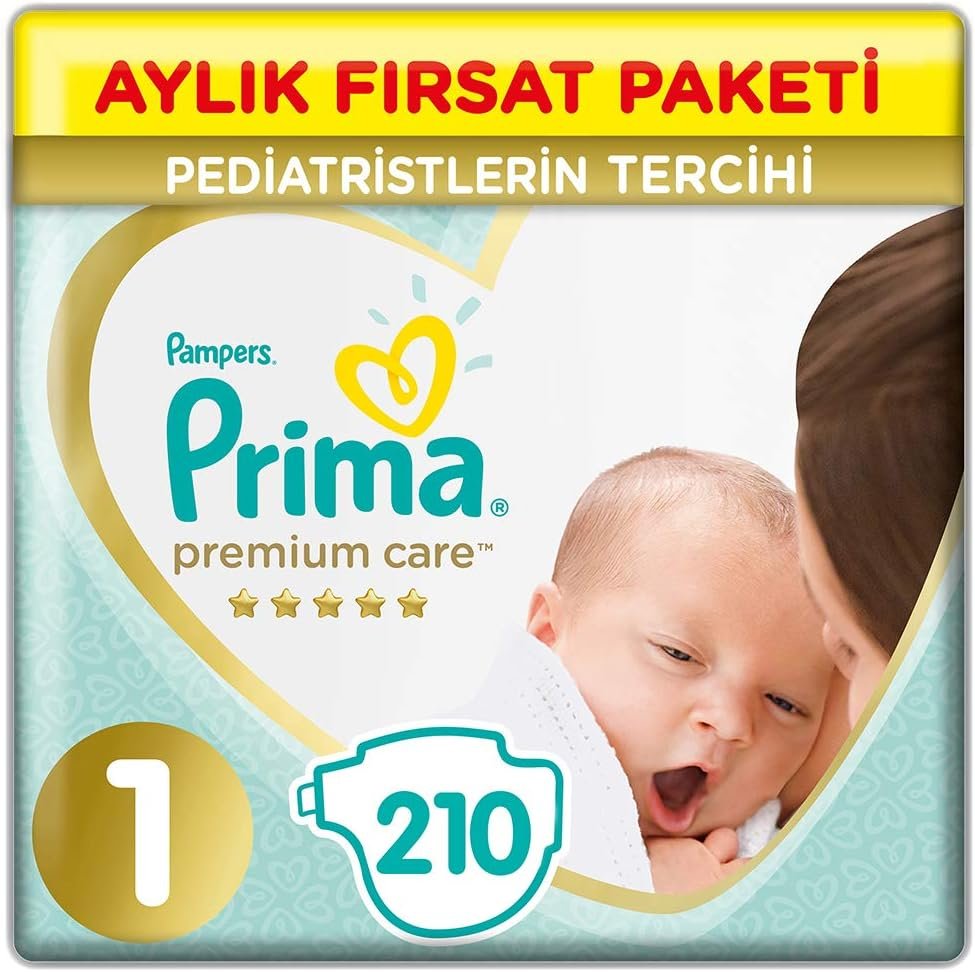 Prima Premium Care 1 Beden Bebek Bezi 210 Adet - Yenidoğan Aylık Paket