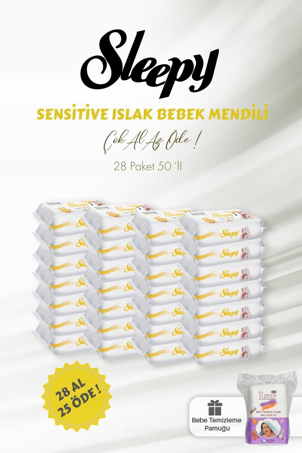 Sleepy Sensitive 28 AL 25 ÖDE Islak Bebek Mendili 50'li ve Bebe Temizleme Pamuğu - Fırsat Paketi