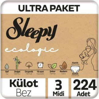 Sleepy Ecologic Ultra Paket Külot Bez 3 Numara Midi 224 Adet | Ekolojik Bebek Bezi