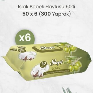 Sleepy Doğal Zeytinyağlı ve Pamuklu Islak Bebek Havlusu 50 x 6 Adet - Aylık Fırsat Paketi