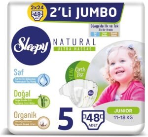 Sleepy Natural Ultra Hassas 5 Beden Junior Bebek Bezi 48’li (2 x 24 Adet) – Uygun Fiyat
