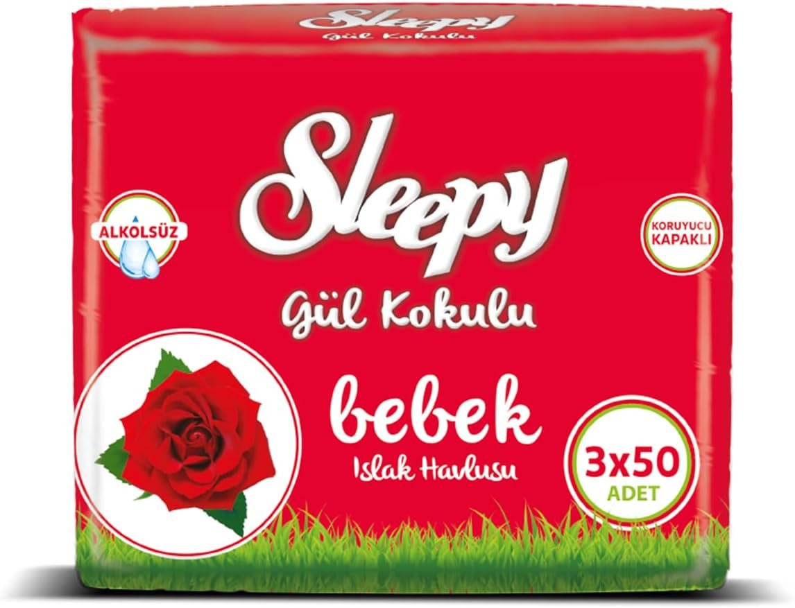 Sleepy Gül Kokulu Islak Havlu 3'lü Paket 150 Yaprak - Mega Paket