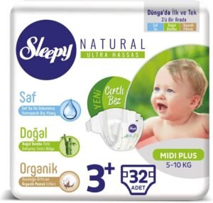 Sleepy Natural Bebek Bezi 3 Beden (Midi) 4-9 Kg 30 Adet | Doğal İçerikli Bebek Bezi