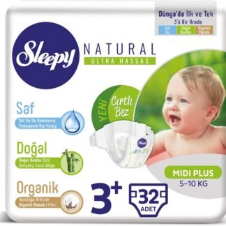Sleepy Natural Bebek Bezi 3 Beden (Midi) 4-9 Kg 30 Adet | Doğal İçerikli Bebek Bezi