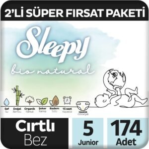 Sleepy Bio Natural 2’li Fırsat Paketi Bebek Bezi 5 Numara (Junior) 174 Adet | Cırtlı Bez