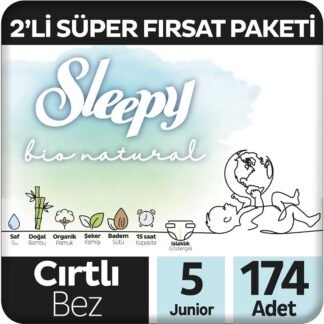 Sleepy Bio Natural 2'li Fırsat Paketi Bebek Bezi 5 Numara (Junior) 174 Adet | Cırtlı Bez