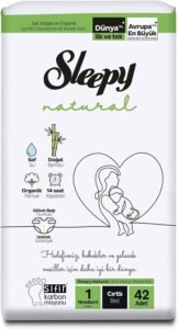 Sleepy Natural Bebek Bezi 1 Beden (Yenidoğan) 42 Adet | Güvenilir ve Doğal Koruma