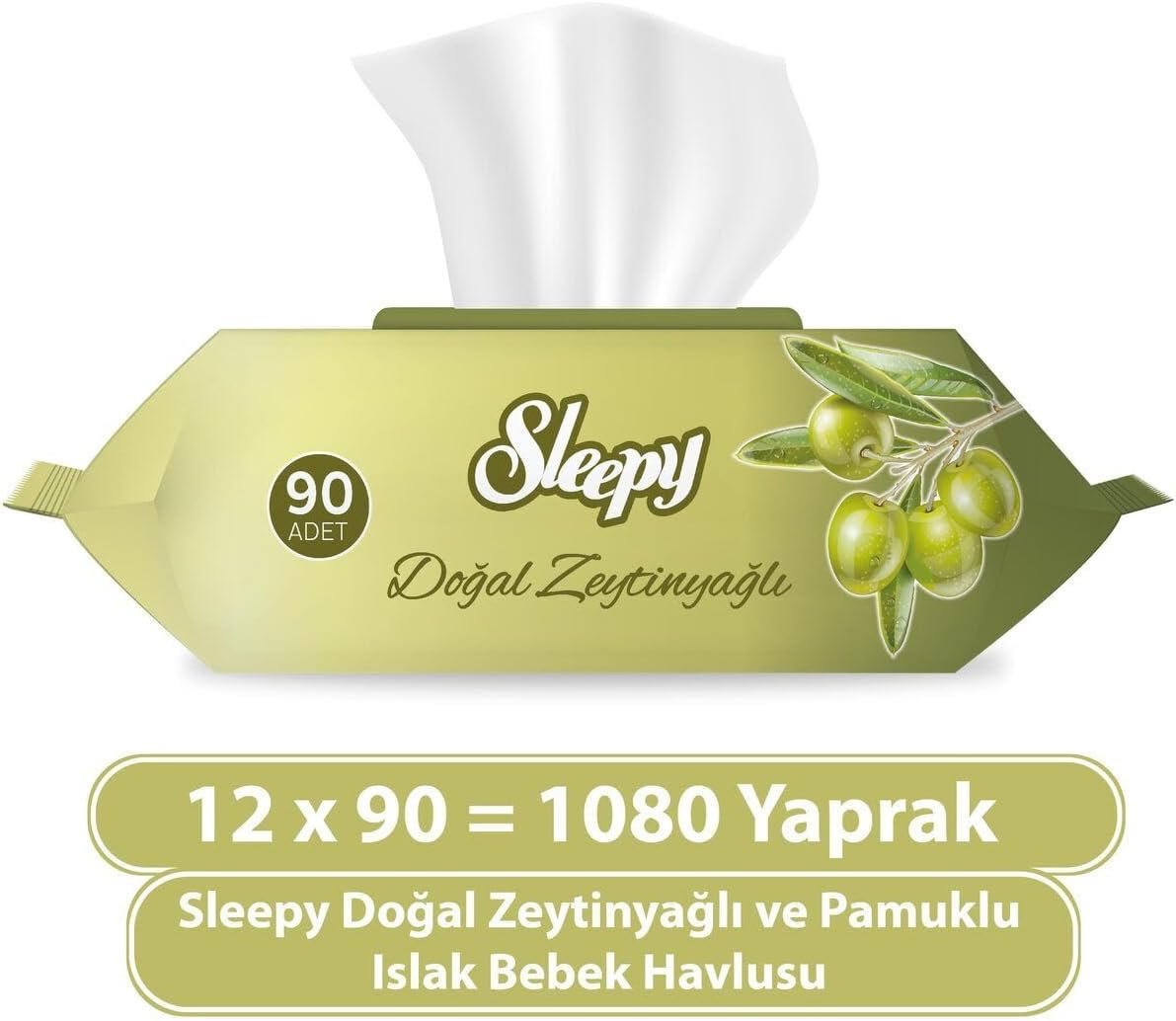 Sleepy Doğal Zeytinyağlı Ve Pamuklu Islak Bebek Havlusu 12X90 (1080 Yaprak) - Aylık Fırsat Paketi