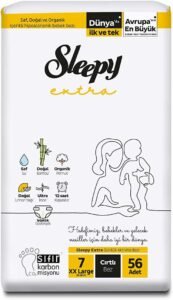 Sleepy Extra 4’lü Jumbo Bebek Bezi 7 Numara XXL (56 Adet) | En Uygun Fiyat