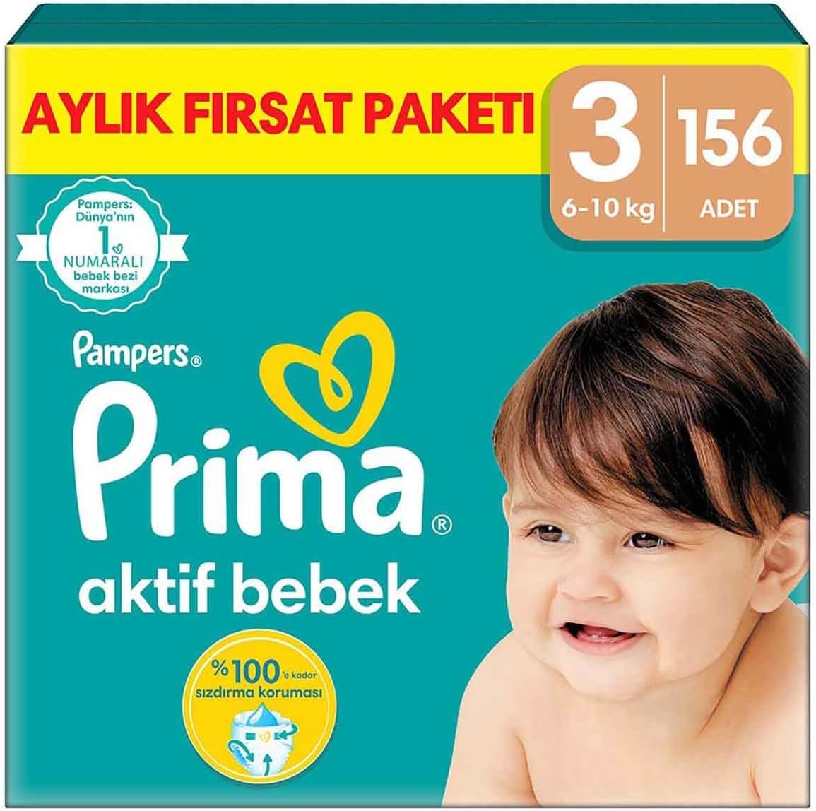 Prima Aktif Bebek 3 Numara (4-9 kg) 156 Adet Aylık Fırsat Paketi