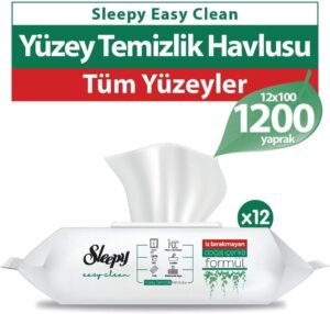 Sleepy Easy Clean Yüzey Temizlik Havlusu 12×100 (1200 Yaprak) – Mega Paket