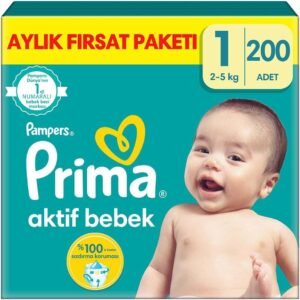 Prima Aktif Bebek Bebek Bezi 1 Numara 200 Adet – Aylık Fırsat Paketi | En Uygun Fiyat