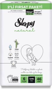 Sleepy Natural 2’li Fırsat Paketi Bebek Bezi 6 Numara XLarge 46 Adet | Uygun Fiyat
