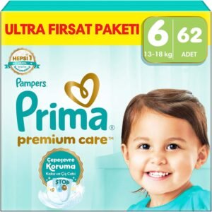 Prima Premium Care 6 Numara (13+ kg) 62 Adet Bebek Bezi – Ultra Fırsat Paketi | En İyi Fiyat