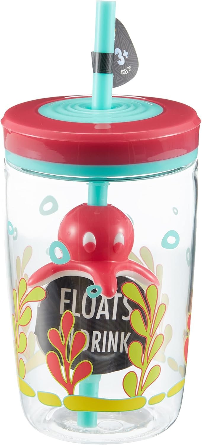 Contigo Yüzen Ahtapot Pipetli Tritan Bardak 470 ml - Ekonomik Seçim