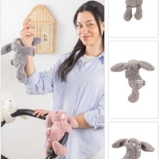 Wellgro Sarılan & Kucaklayan Tavşan Oyuncak Gri - Yumuşak Peluş Uyku Arkadaşı