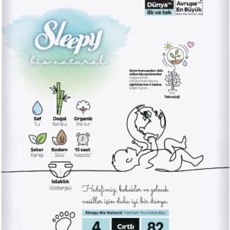 Sleepy Bio Natural 2'li Fırsat Paketi Bebek Bezi 4 Numara (Maxi) 82 Adet - Cırtlı Bez
