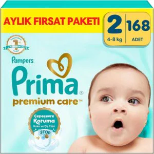Prima Premium Care 2 Numara (168 Adet) Aylık Fırsat Paketi | En İyi Bebek Bezi