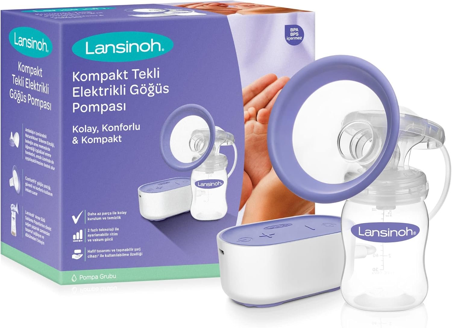 Lansinoh Kompakt Tekli Elektrikli Göğüs Pompası - Taşınabilir ve Etkili
