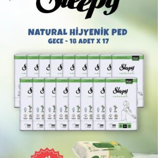 Sleepy Natural Gece Hassas Hijyenik Ped 17 AL 15 ÖDE ve 50'li Doğal Islak Mendil - Fırsat Paketi