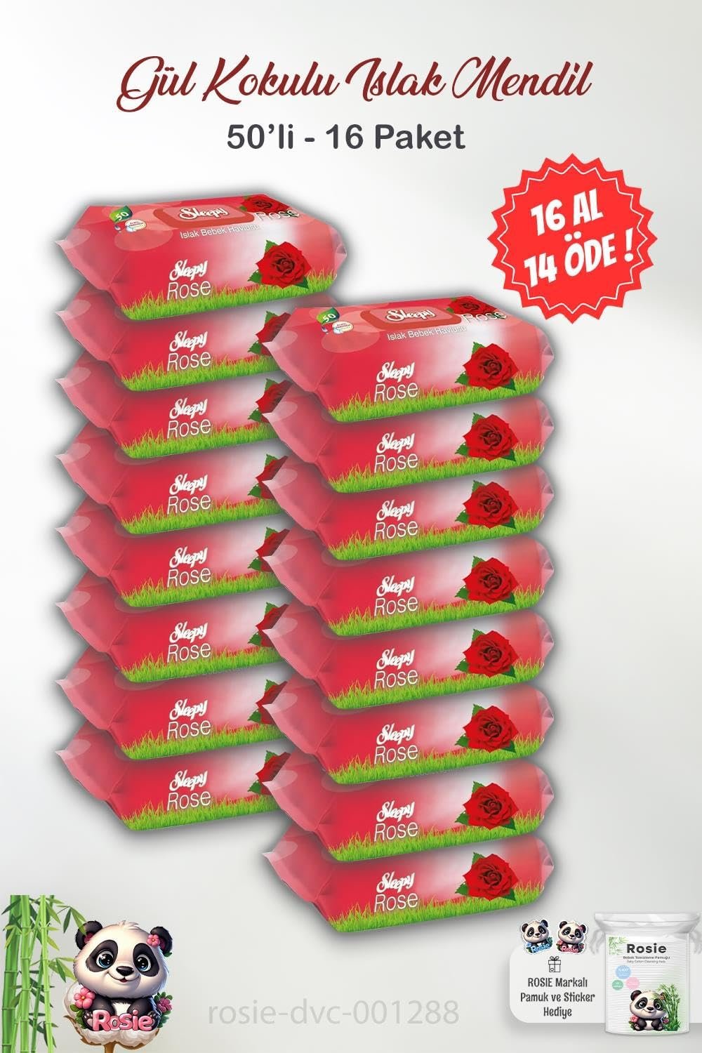 Sleepy Gül Kokulu Islak Bebek Havlusu 50'li - 16 Al 14 Öde Fırsat Paketi