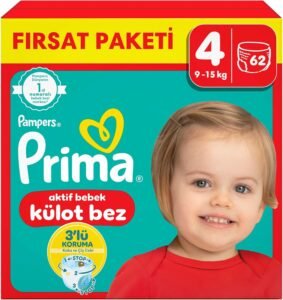Prima Külot Bebek Bezi 4 Beden (9-14 kg) 62 Adet Maxi Fırsat Paketi | Uygun Fiyat