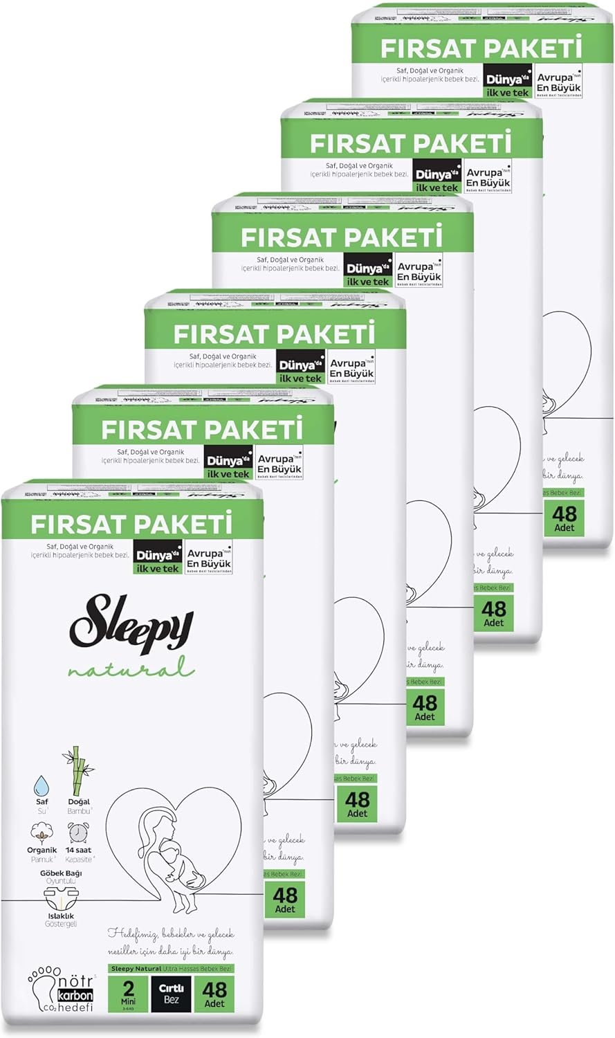 Sleepy Natural Fırsat Paketi Bebek Bezi 2 Numara Mini 288 Adet - Ekonomik Paket