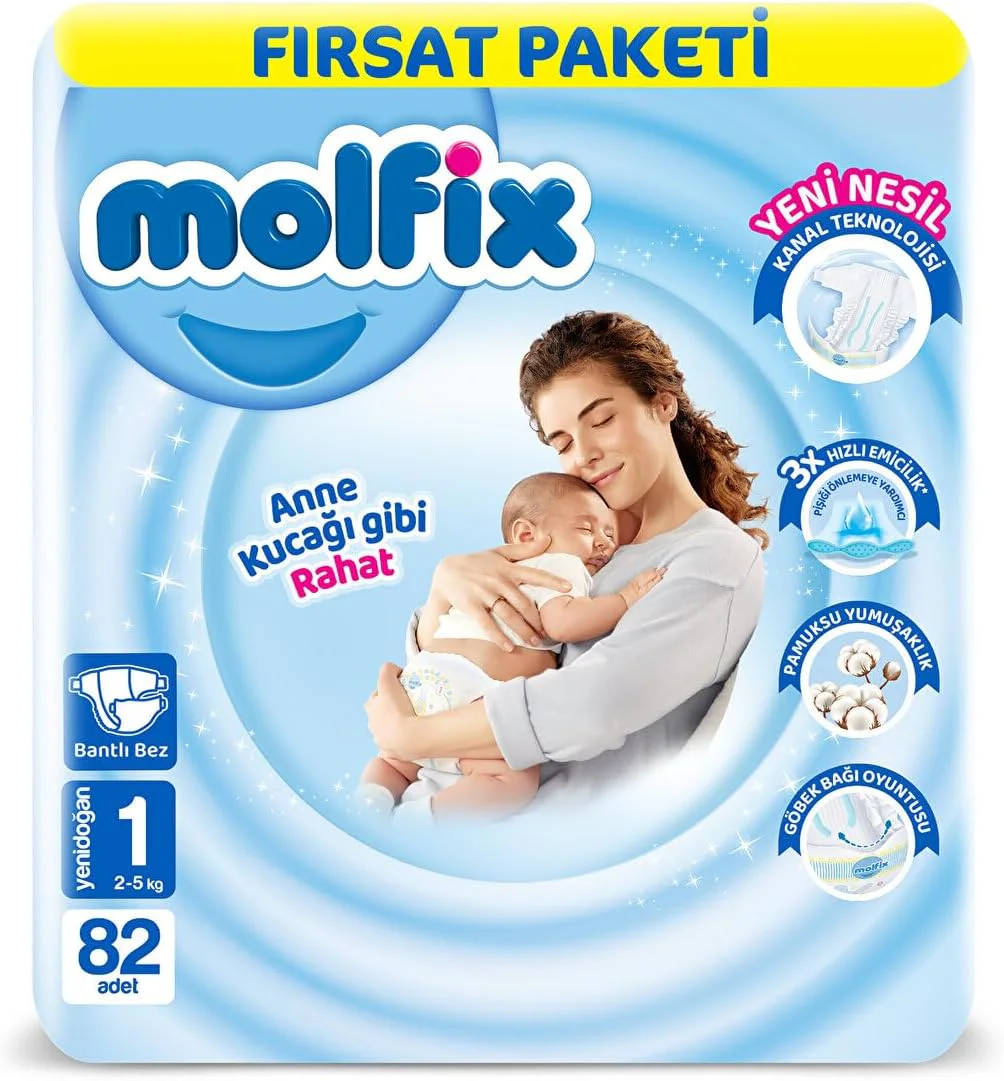 Molfix Fırsat Paketi Yenidoğan 1 Beden Bebek Bezi (82 Adet) - En Uygun Fiyat!