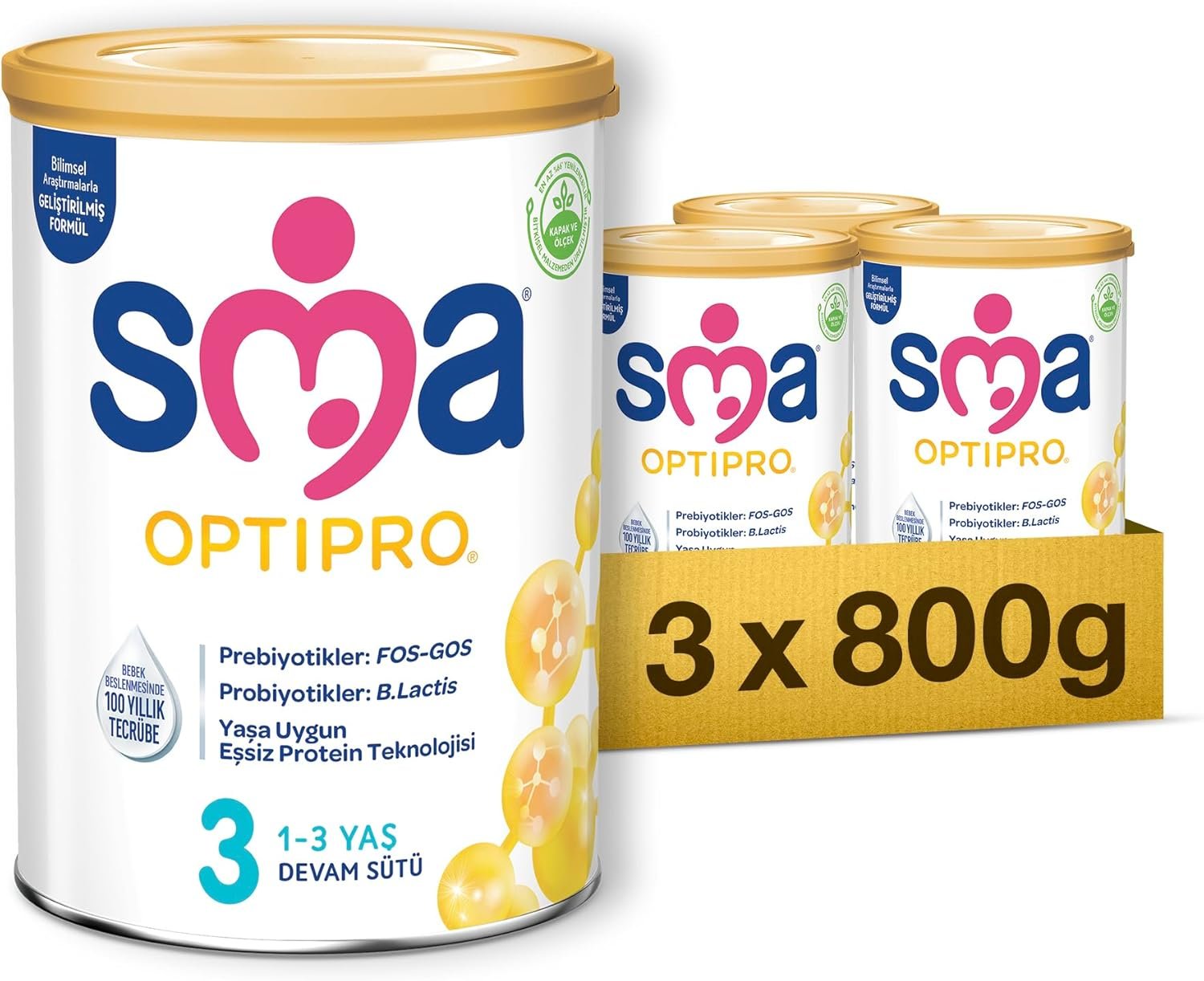SMA Optipro 3 Devam Sütü (1-3 Yaş) 800 g x 3 Adet - Uygun Fiyat