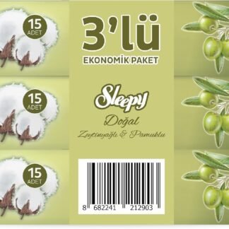 Sleepy Doğal Zeytinyağlı ve Pamuklu Cep Mendili 4x3x15 (180 Yaprak) - Mega Paket
