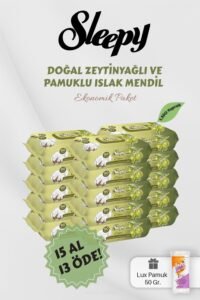 Sleepy 90’lı Zeytinyağlı Pamuklu Bebek Mendili 15 Al 13 Öde – Fırsat Paketi