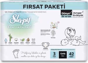 Sleepy Bio Natural 3 Numara Midi (4-9 kg) 42 Adet Fırsat Paketi | En Uygun Fiyat