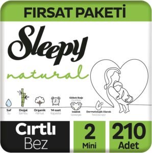 Sleepy Natural 2 Numara Mini Bebek Bezi Büyük Fırsat Paketi 210 Adet