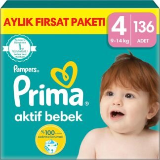 Prima Aktif Bebek 4 Numara (136 Adet) Aylık Fırsat Paketi - Bebek Bezi