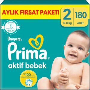 Prima Aktif Bebek Bebek Bezi 2 Numara (3-6 kg) 180 Adet | Aylık Fırsat Paketi