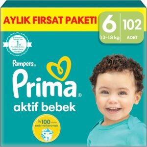Prima Aktif Bebek 6 Numara (15+ kg) 102 Adet Aylık Fırsat Paketi | En Uygun Fiyat