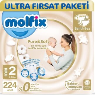Molfix Pure & Soft 2 Beden Mini Ultra Fırsat Paketi 224 Adet | En İyi Fiyat
