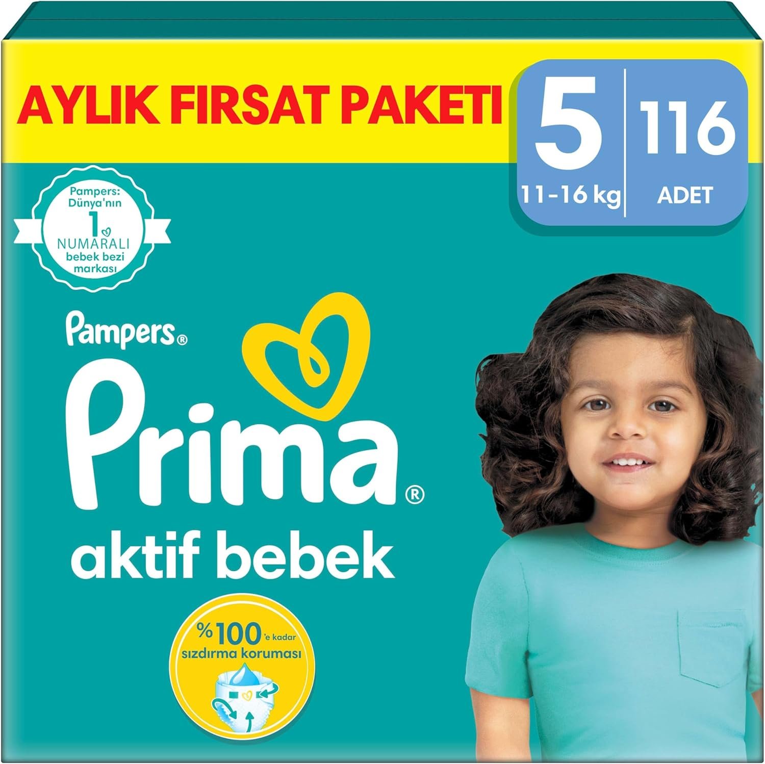 Prima Aktif Bebek 5 Beden (Junior) 116 Adet Aylık Fırsat Paketi | Uygun Fiyat