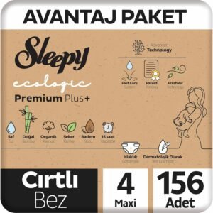 Sleepy Ecologic Premium Plus 4 Numara Maxi Bebek Bezi 156 Adet – Avantajlı Paket