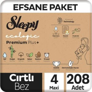 Sleepy Ecologic Premium Plus Efsane Paket Bebek Bezi 4 Numara (Maxi) 208 Adet | Ekolojik Bebek Bezi