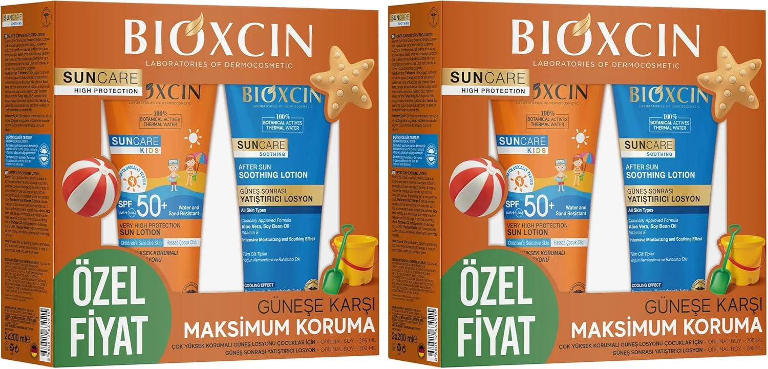 Bioxcin Sun Care Çocuk Güneş Kremi SPF 50+ (2'li Paket) - Non-Nano, Termal Sulu, Hassas Ciltler İçin + After Sun Hediyeli