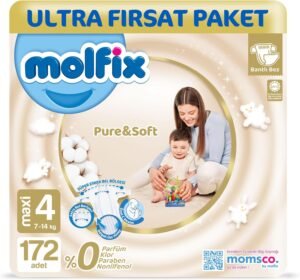 Molfix Pure & Soft Bebek Bezi 4 Beden Maxi 172 Adet | En Uygun Fiyat
