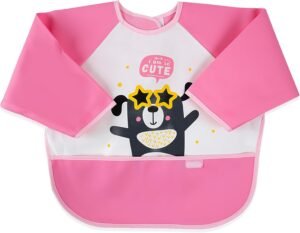 BabyJem Poli Muşamba Kollu Önlük Pembe Ekonomik Seçim