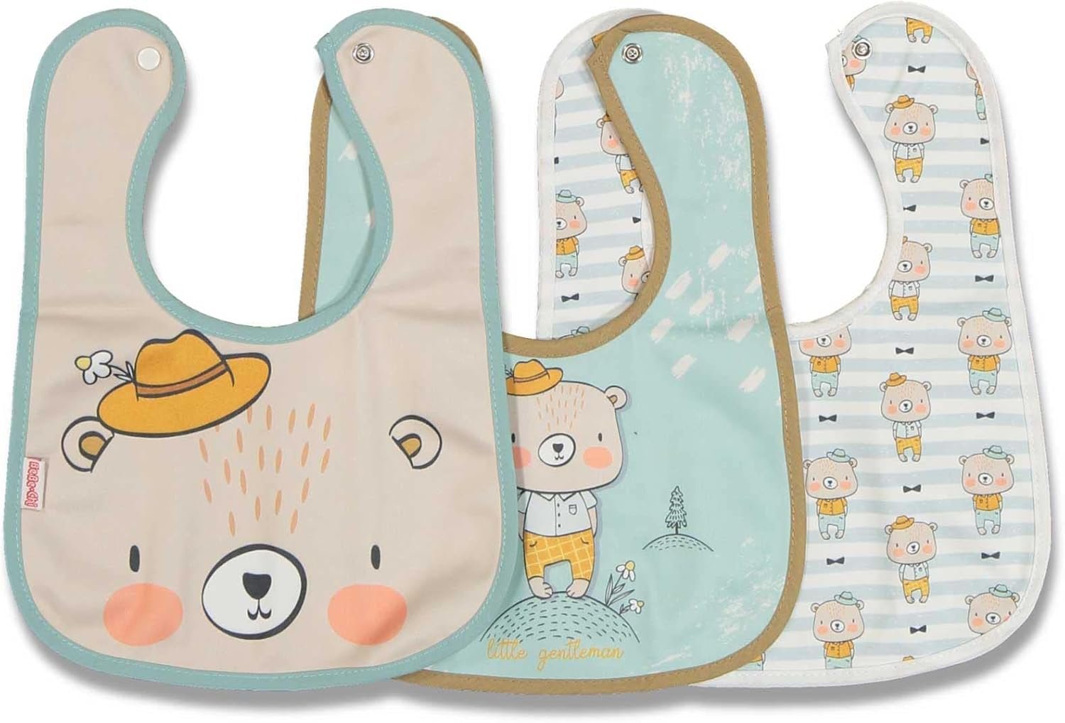 Sitilin Çift Katlı Çıtçıtlı Su Geçirmez Bebek Mama ve Salya Önlük 3 Adet - Ekonomik Paket