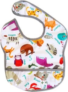 yorni Sızdırmaz Cepli ve Boyundan Cırtlı Bebek Mama Önlüğü Zoo – Ekonomik Seçim